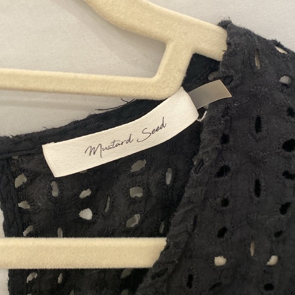 Mustard Seed Black Eyelet Short Swing Dress Size small lined - Picture 3 of 4